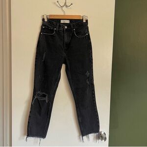 Abercrombie and fitch faded black distressed the mom high rise jeans 
size 0/25S